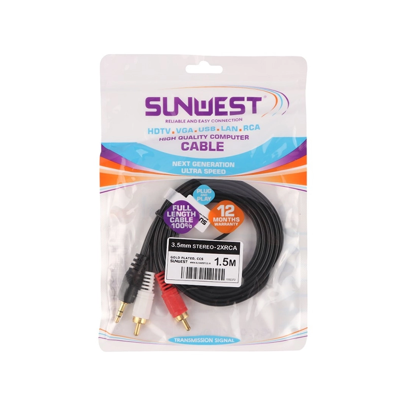 کابل 1 به 2 صدا Sunwest 1.5m
