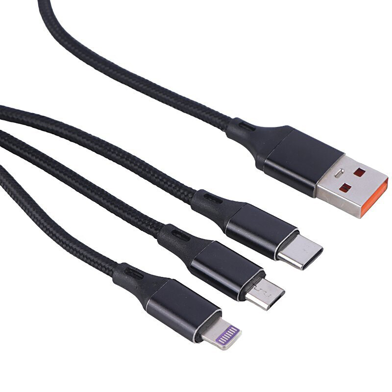 کابل سه سر فست شارژ 2.4 آمپر اسکای دلفین S63E طول 1.2 متر