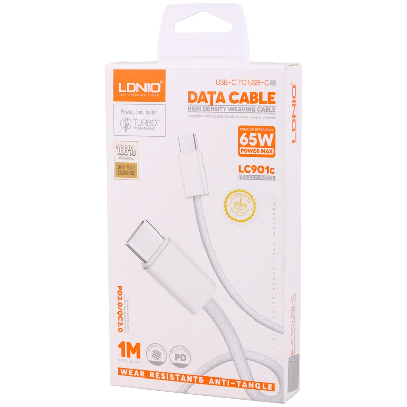 کابل دو سر تایپ سی فست شارژ الدینیو LC901C طول 1 متر