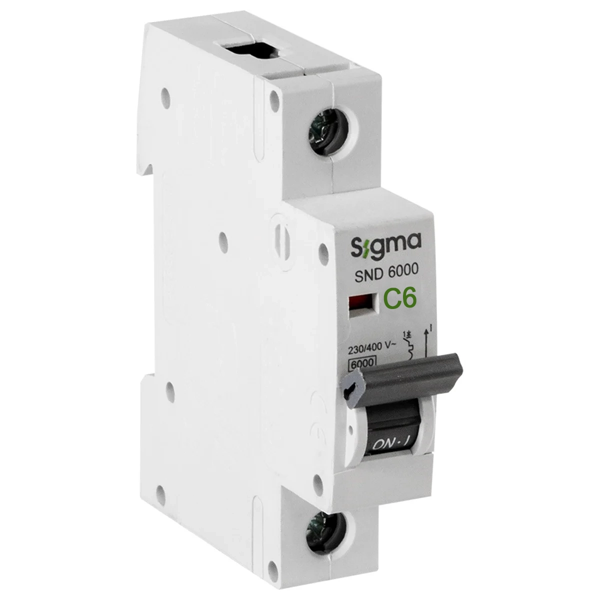 کلید مینیاتوری منحنی C تک پل 6 آمپر سیگما Sigma SND6000 6KA