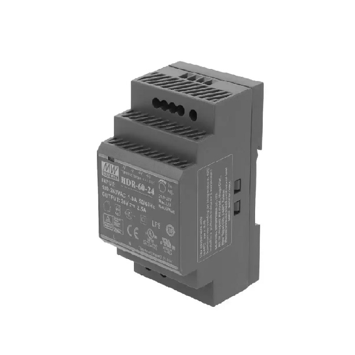 منبع تغذیه 24 ولت 2.5 آمپر مینول مدل MW HDR-60-24