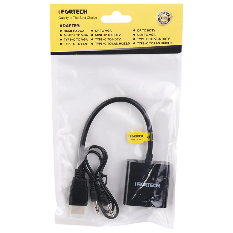 تبدیل HDMI به VGA آی فورتک Ifortech + کابل صدا شرینک